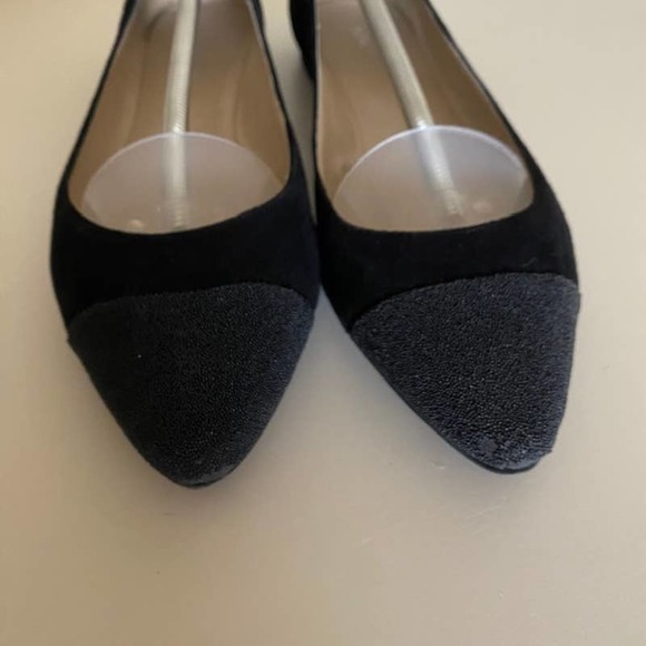 Nine West 9M Women Flats‎ Solile Black Suede Sparkle Cap Toe - Picture 10 of 12